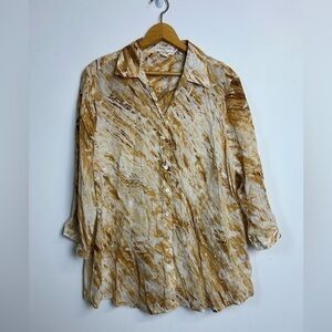 Coldwater Creek Plus Size 2X Blouse Button Down Tie Dye Artsy Cotton  capsule
